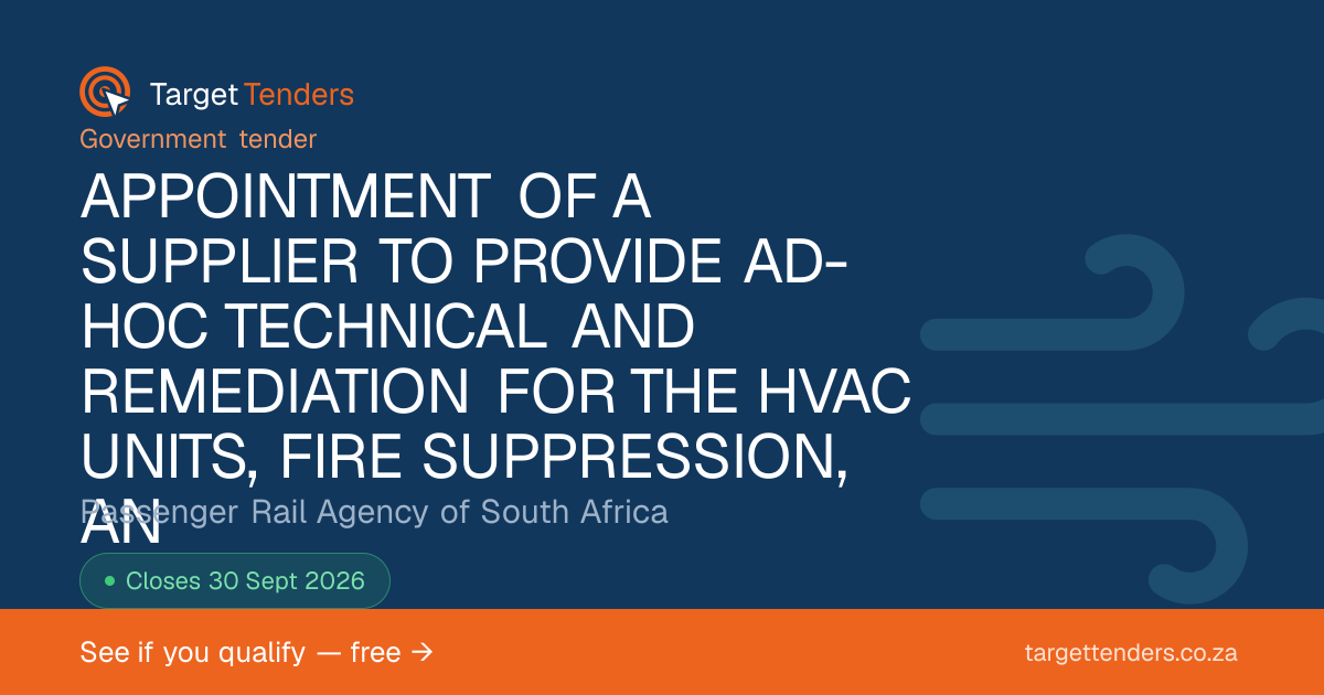 APPOINTMENT OF A SUPPLIER TO PROVIDE AD-HOC TECHNICAL AND REMEDIATION ...
